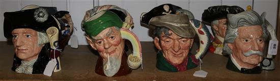 4 large Royal Doulton character jugs, Lord Mayor, George Washington, Pearly Queen and Mark Twain & other character jugs(-)